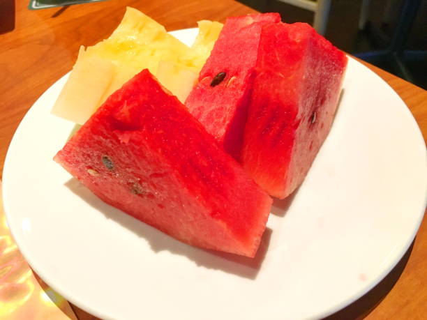 istock Slices of watermelon isolated summer fruit  with yummy  on dish 972609720