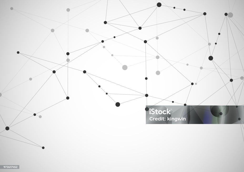 Abstrakte Verbindung Hintergrund mit Strichen und Punkten Vektor. Geometrische Netzwerkverbindung - Lizenzfrei Verbindung Vektorgrafik