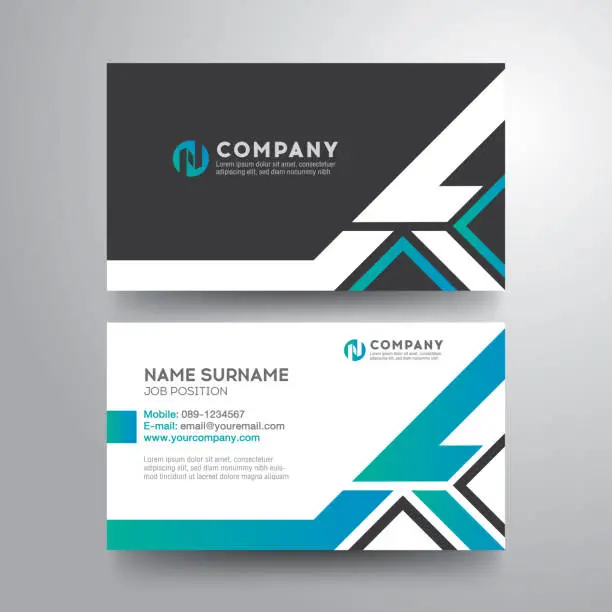 Vector illustration of Modern business card with geometric blue gray green color