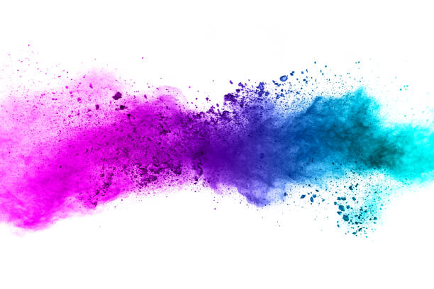 istock Multi color powder explosion isolated on white background. Colored dust splash cloud  on white background. Launched colorful particles on background. Painted Holi in festival. 972627064