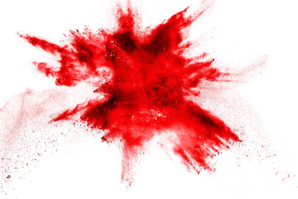istock abstract red dust explosion on  white background. abstract red powder splattered on white background, Freeze motion of red powder splash. 972647298