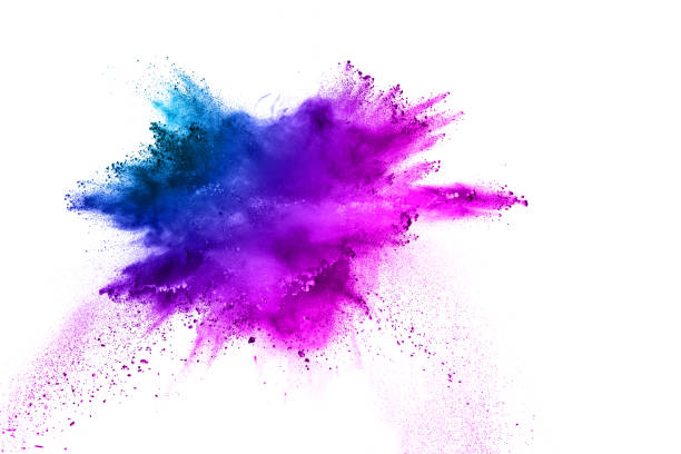 istock Multi color powder explosion isolated on white background. Colored dust splash cloud  on white background. Launched colorful particles on background. Painted Holi in festival. 972647406