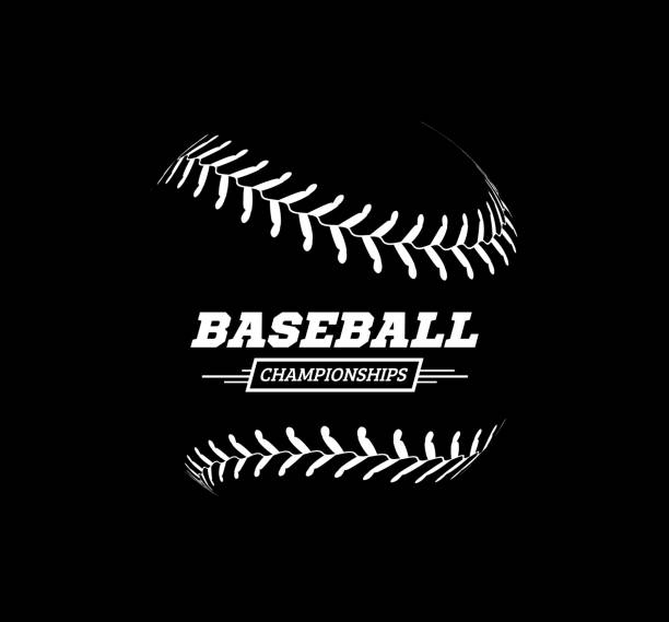 ilustraciones, imágenes clip art, dibujos animados e iconos de stock de bola de béisbol de vector sobre fondo negro. - baseball