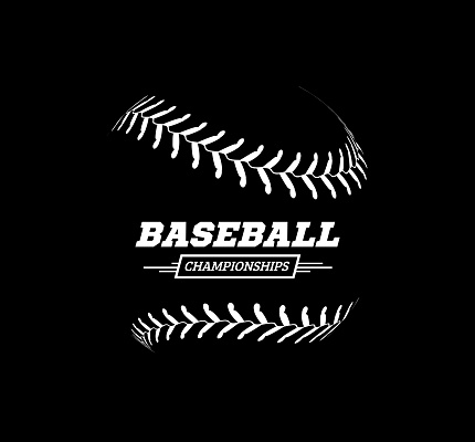 Baseball ball on black background Vector illustration