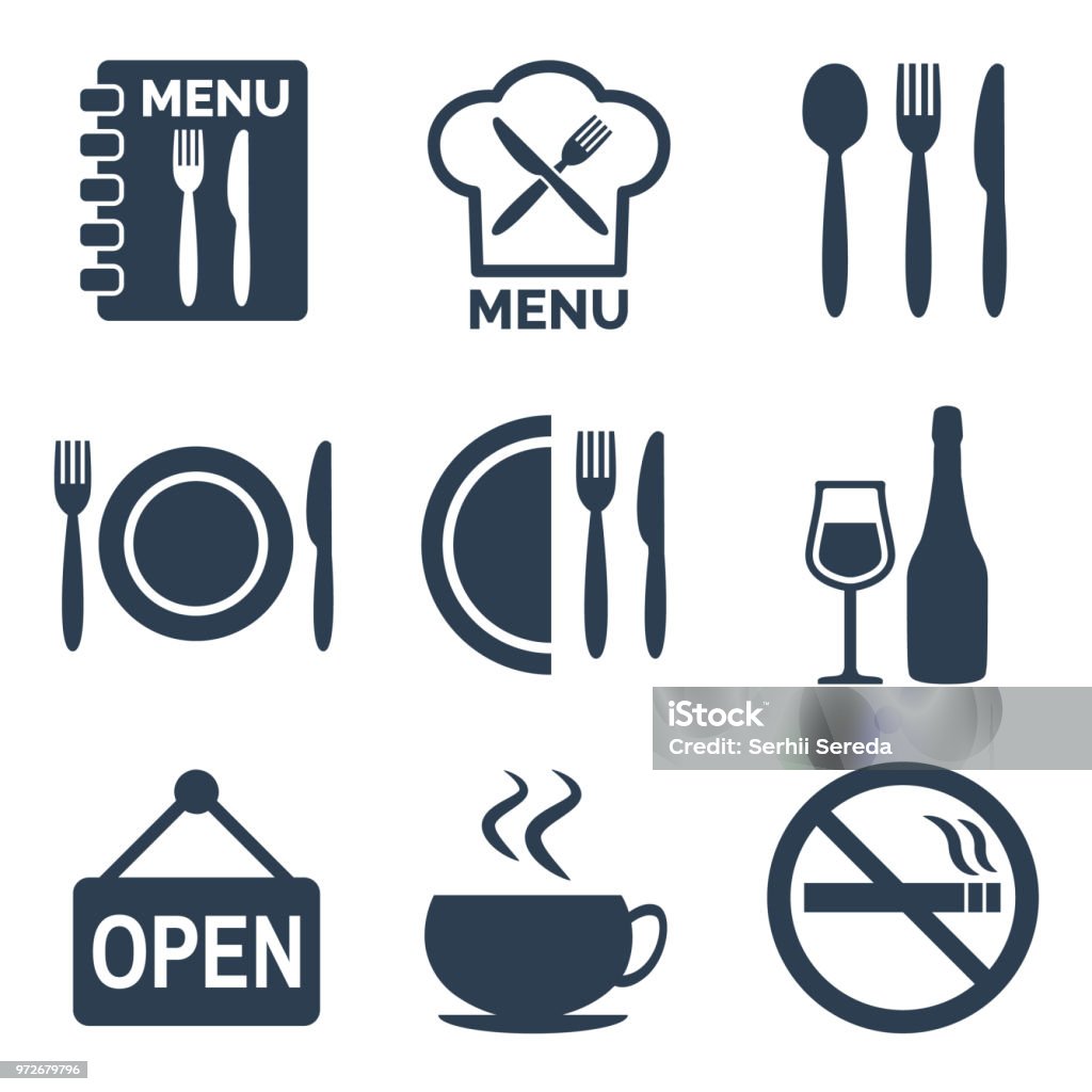 Restaurant icons set on white background. Restaurant icons set on white background. Vector illustration Icon Symbol stock vector