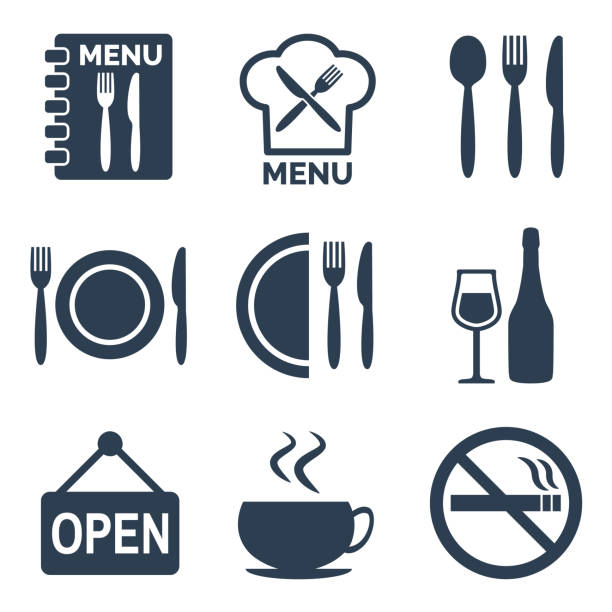 Restaurant icons set on white background. Restaurant icons set on white background. Vector illustration buying liquor stock illustrations