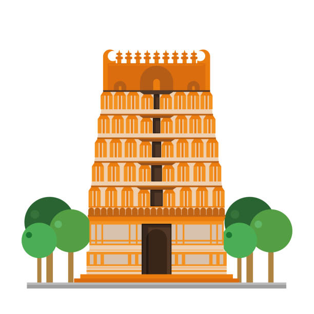 Cute Cartoon Vector Illustration Of A Hinduist Temple Stock Illustration -  Download Image Now - iStock