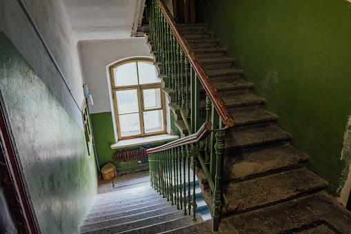 Old vintage staircase at the old house.
