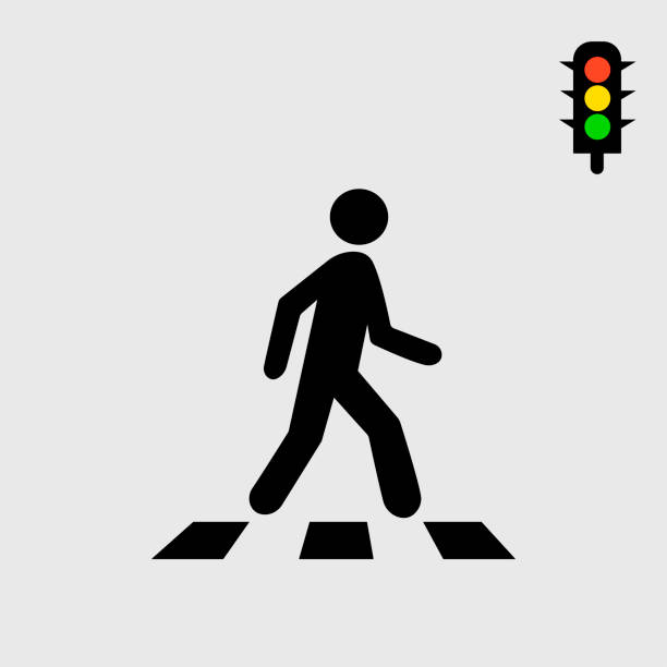 fußgängerübergang und fußgänger - pedestrian stock-grafiken, -clipart, -cartoons und -symbole