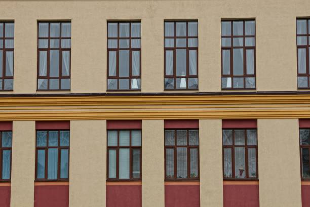 istock large windows on the brown wall of the house 972714140