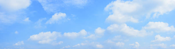 panoramic blue sky and white clouds. - cloud sky cloudscape panoramic imagens e fotografias de stock