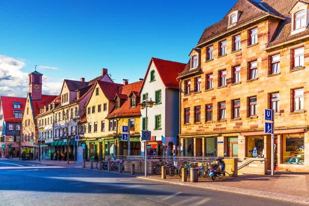 Furth, Bavaria, Germany Scenic sunset view of ancient buildings and street architecture in the Old Town of Furth, Bavaria, Germany fuerth stock pictures, royalty-free photos & images
