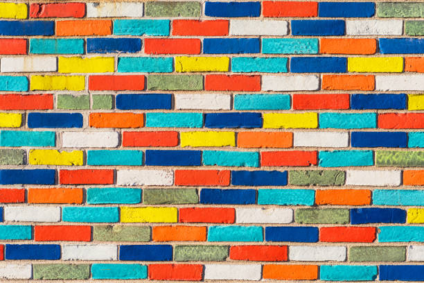 abstract picture of wall with colorful bricks. background. stone urban design