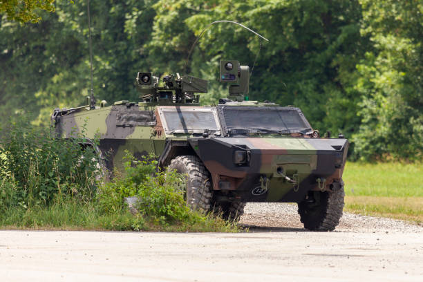 istock German light armoured  reconnaissance vehicle drives on a road 972740174
