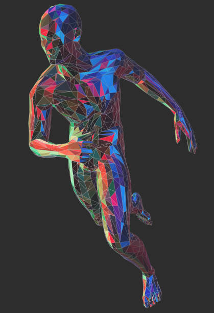 istock 3d illustration by one person consisting of different colored areas in low poly style 972749752