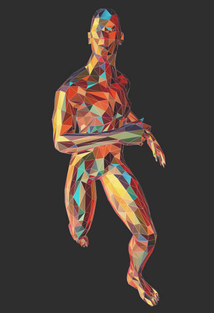 istock 3d illustration by one person consisting of different colored areas in low poly style 972750044