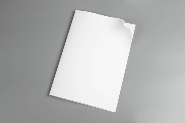 istock Blank portrait mock-up paper. brochure magazine isolated on gray, changeable background / white paper isolated on gray 972755742