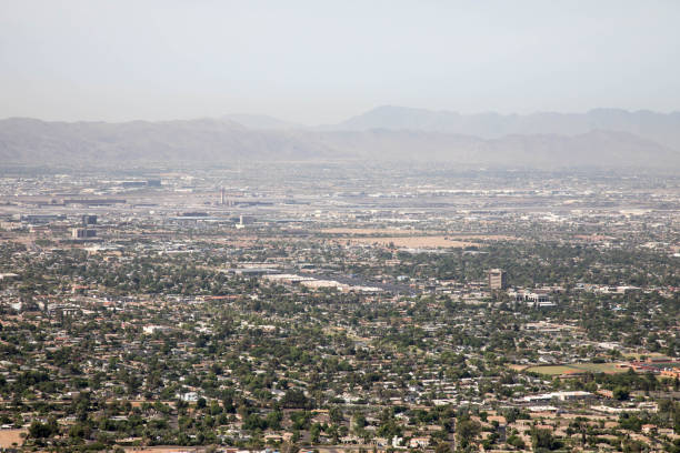Phoenix airport viewed from Camelback mountain in Scottsdale, Arizona