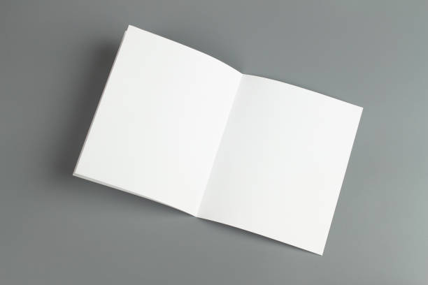 istock Blank portrait mock-up paper. brochure magazine isolated on gray, changeable background / white paper isolated on gray 972756176