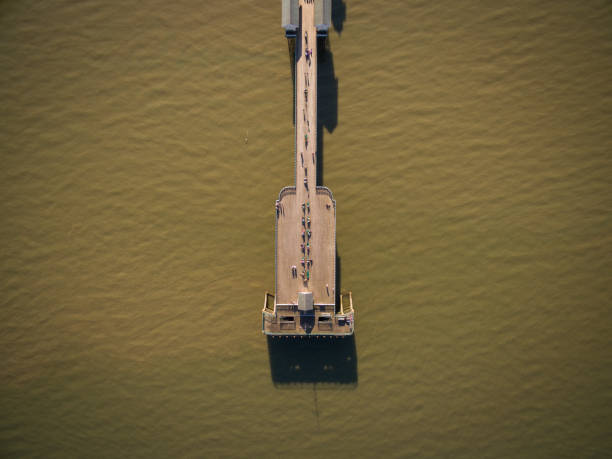Aerial view of Summer at Penarth Pier. Penarth is a coastal town in South Wales, UK, near Cardiff the capital of Wales. The pier is a fine example of Victorian architecture