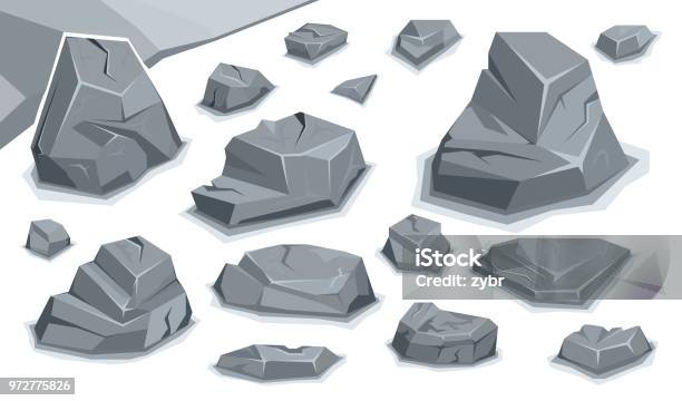 Rock Stone Set Stock Illustration - Download Image Now - Art, Block Shape, Boulder - Rock