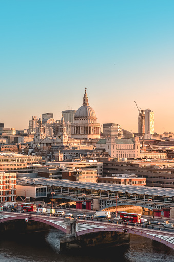 The morning rush in London, taken during golden hour from Sea Containers, with St. Pauls in the background