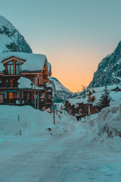 istock Sunset in a snow covered Val d'Isere 972781682