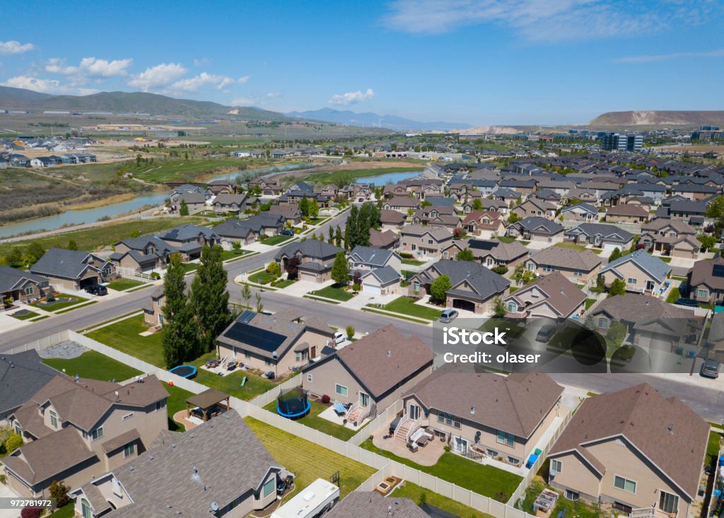 Suburbs to Salt Lake City, Utah, seen from air Salt Lake City - Utah Stock Photo