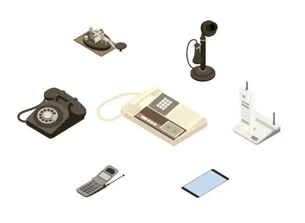 Vector illustration of Evolution of the telephone
