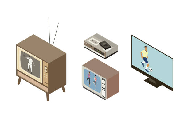 The evolution of the television vector art illustration