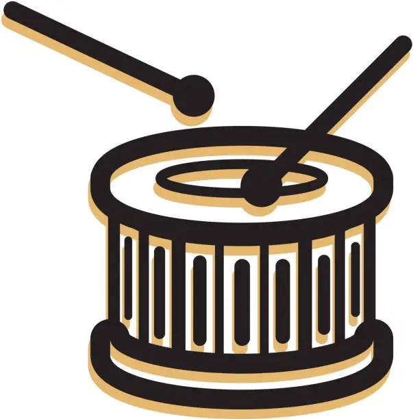 Vector illustration of Bass Drum with Drumsticks Icon