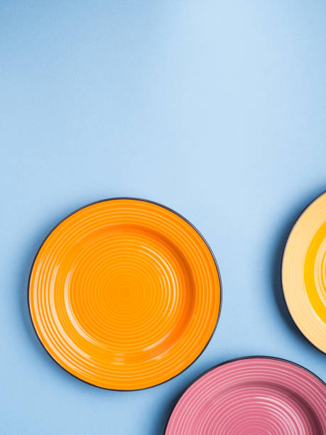 istock Colorful ceramic dishes. Flat lay 972785680
