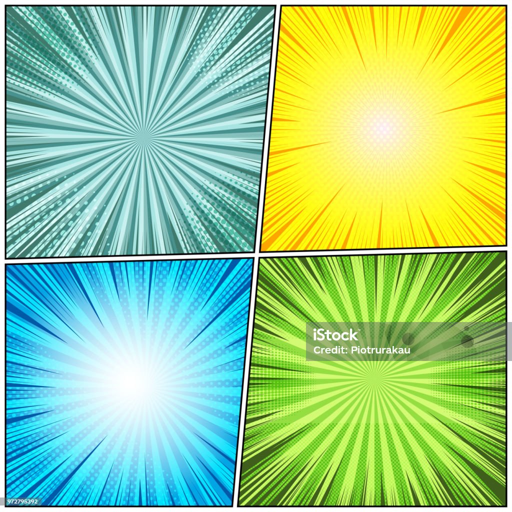 Comic Book Bright Backgrounds Set Stock Illustration - Download Image ...