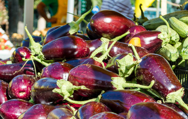 istock Eggplants in a street market 972824954
