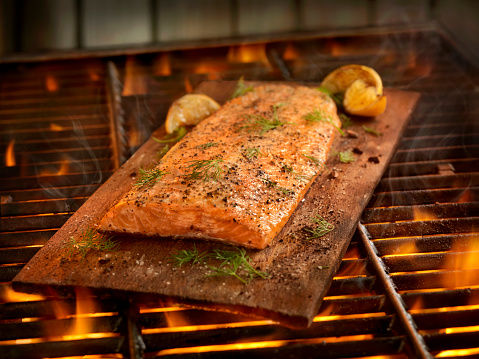 Cedar Plank Salmon on the BBQ