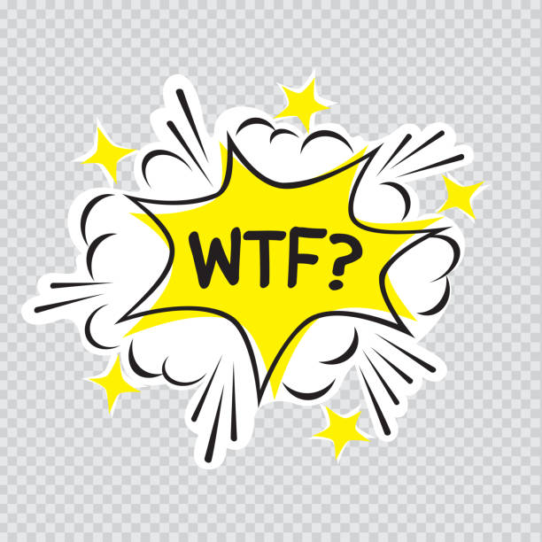 wtf cartoon illustration transparent Cartoon message illustration on transparent background. Comic sound effect graphic. WTF letters posted on colorful communication quote bubble wtf stock illustrations