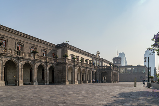 Mexico City, Mexico. April 2016. Chapultepec Castle is a palace located in Mexico City. This is a residence located high on Chapultepec Hill, in the middle of the Chapultepec Forest.