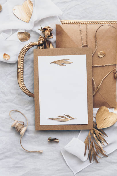 istock Wedding card invitation with decorations 972886068