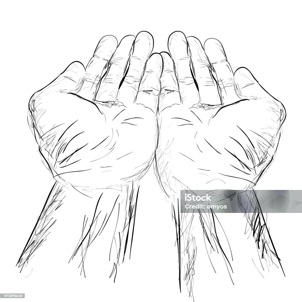 Vẽ Tay Đơn Giản Cầu Nguyện Hỏi Cầu Xin Nhận Bàn Tay Hình minh họa ...