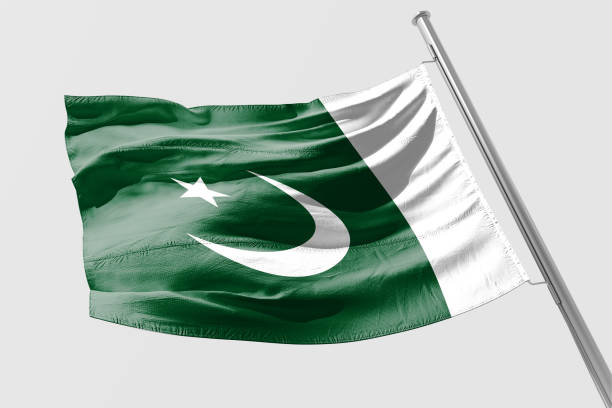 istock Isolated Pakistani Flag waving 3d Realistic fabric 972919130
