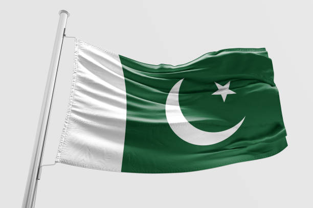 istock Isolated Pakistani Flag waving 3d Realistic fabric 972919220
