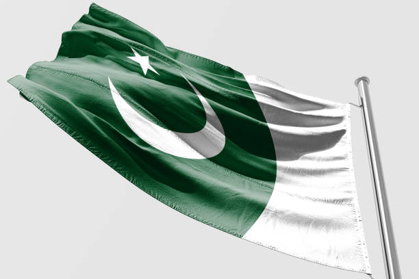 istock Isolated Pakistani Flag waving 3d Realistic fabric 972919276