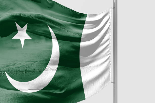 istock Isolated Pakistani Flag waving 3d Realistic fabric 972919288