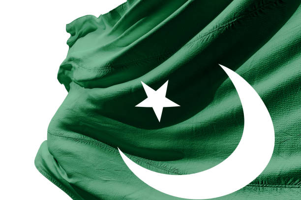 Isolated Pakistani Flag waving 3d Realistic fabric