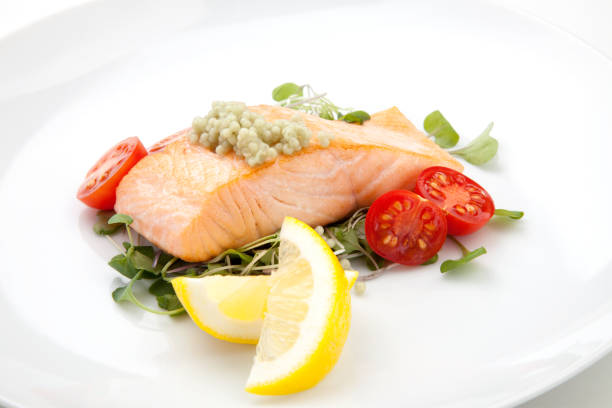 istock Fried Salmon With Wasabi Caviar 972934678