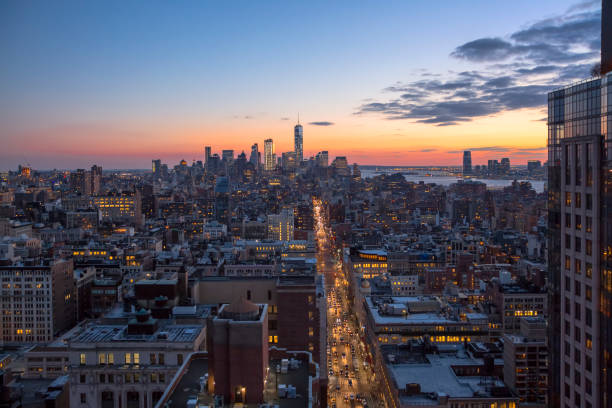 istock High Angle View of Lower Manhattan at Dusk 972950980