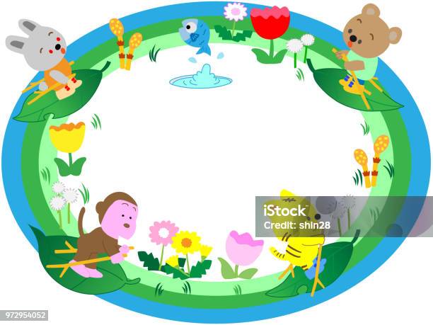 Spring Animals Pattern Border Spring Animals Stock Illustration - Download Image Now - Animal, Animal ...