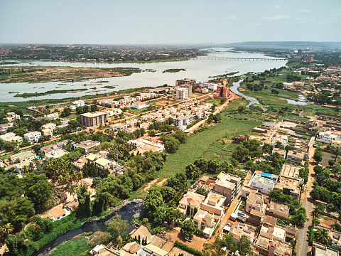 the Mara from above – the Mara river seen from above aboard a hot air balloon, beautiful morning light at dawn