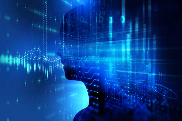 istock 3d rendering of virtual human silhouette on technology background illustration 972961648