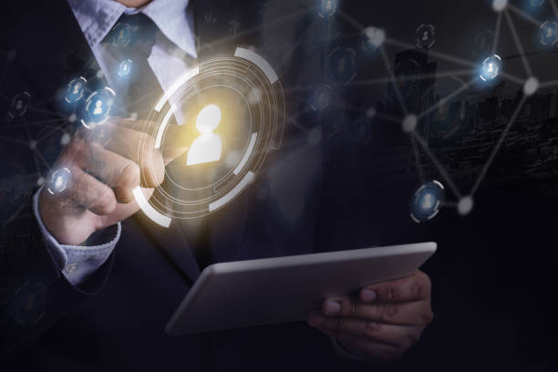 istock Businessman touching network  data  people international networking communication customer 972974150
